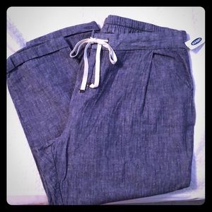 Old Navy Blue linen crops